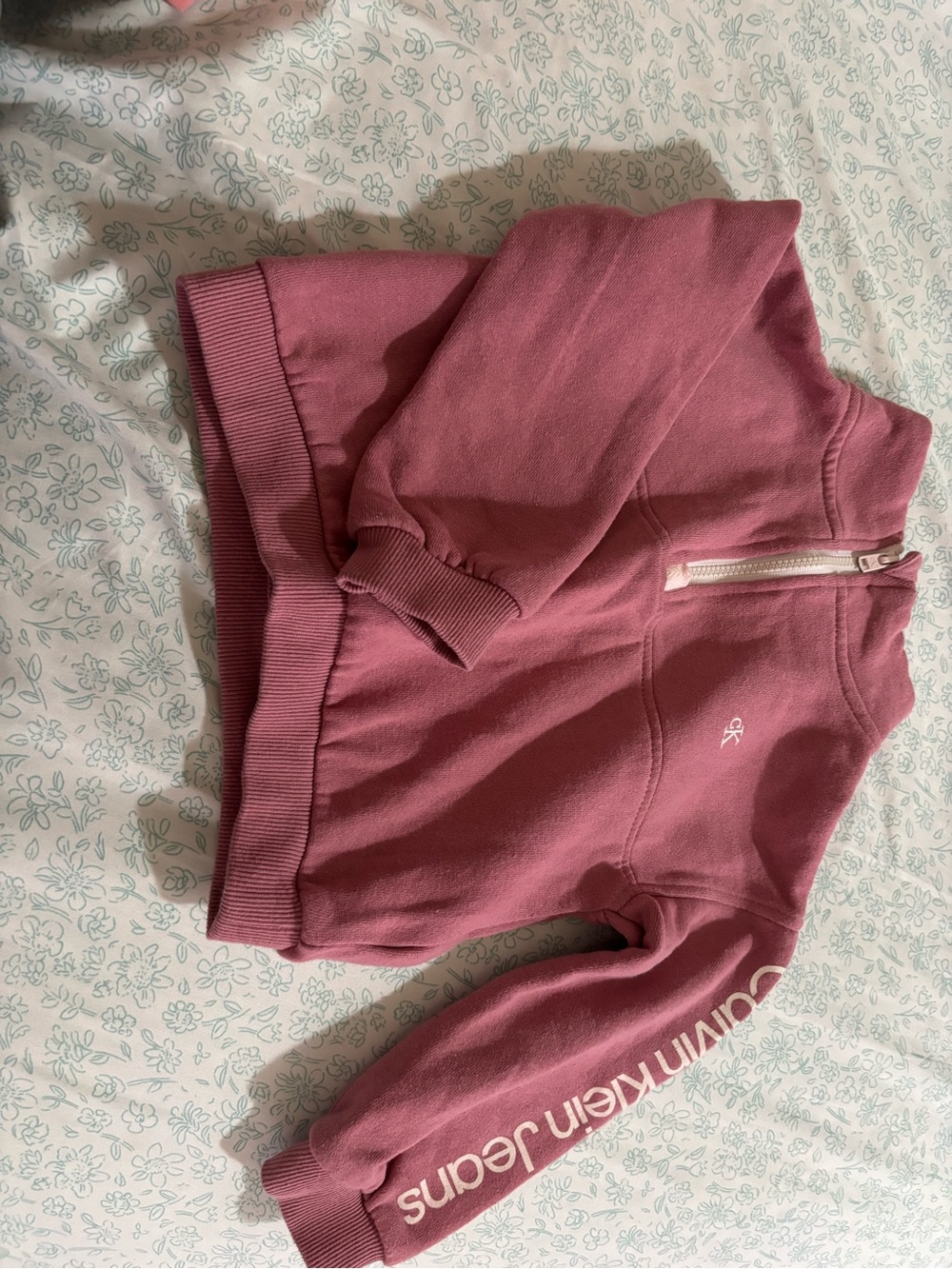 Calvin Klein Jeans Girls' Mauve Pink Half-Zip Sweatshirt